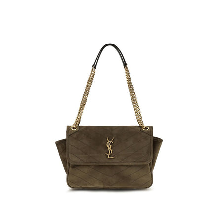 Saint Laurent Geantă de Umăr Bicoloră din Piele Întoarsă