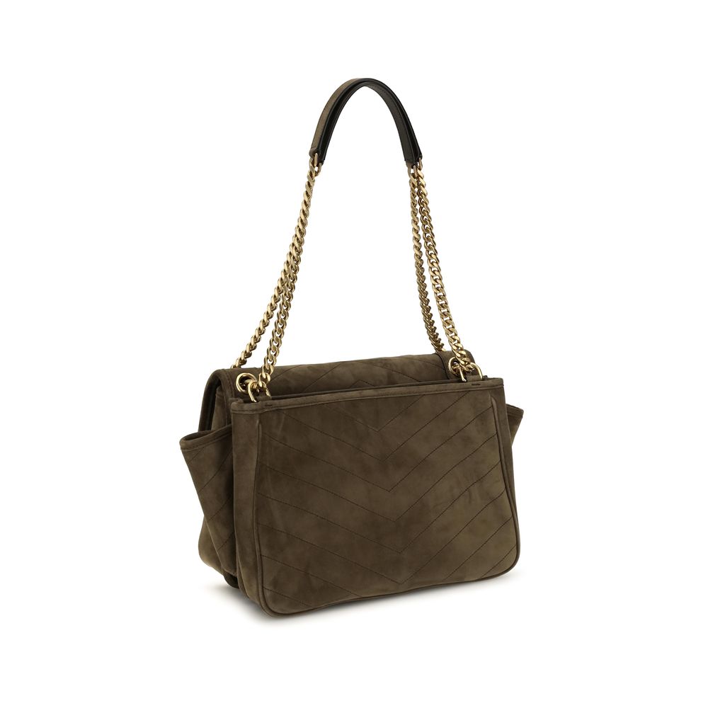 Saint Laurent Geantă de Umăr Bicoloră din Piele Întoarsă