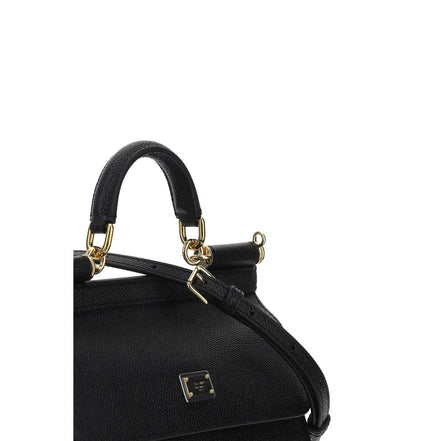 Dolce & Gabbana Black Calf Leather Bos Taurus Handbag