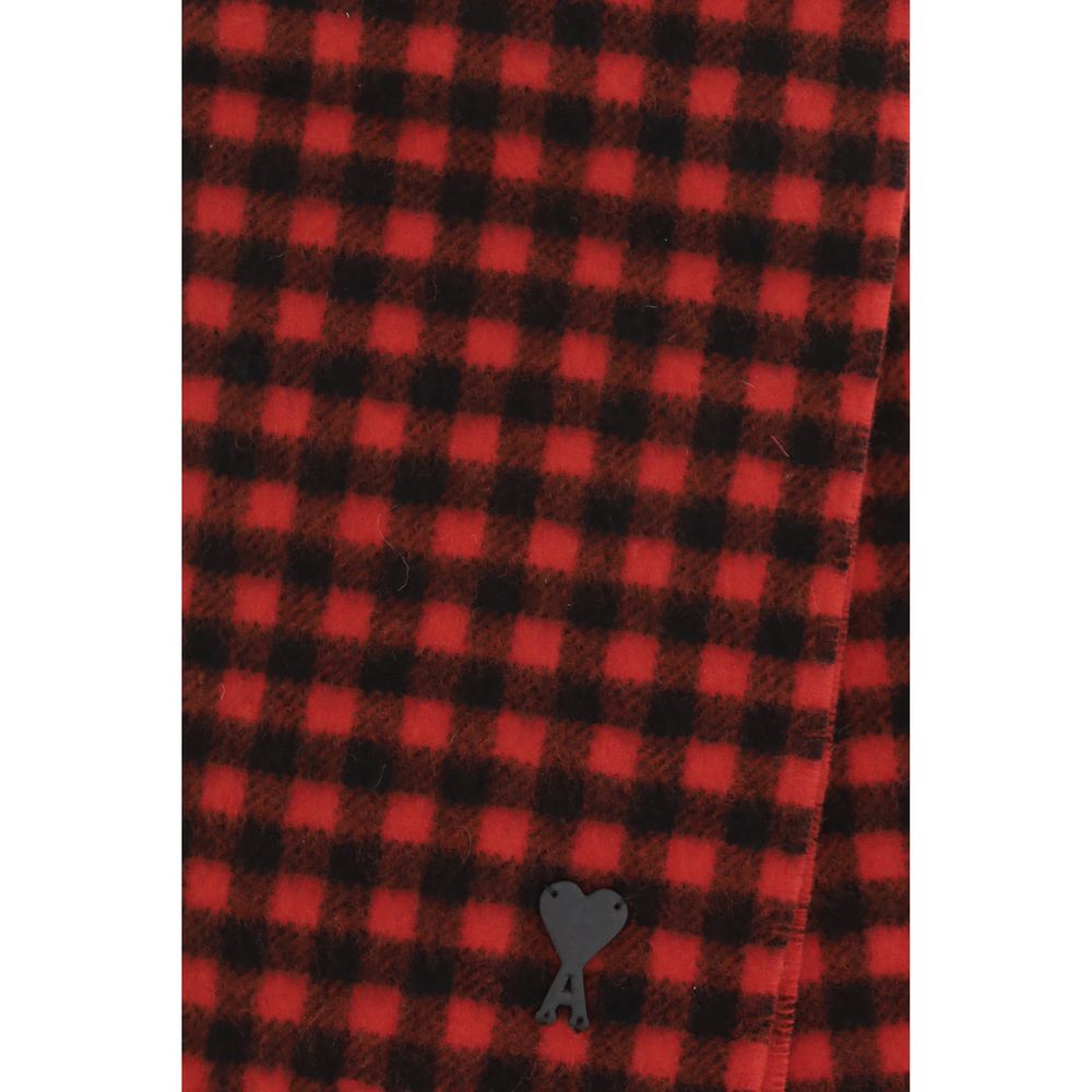 Ami Paris Red Wool Scarf