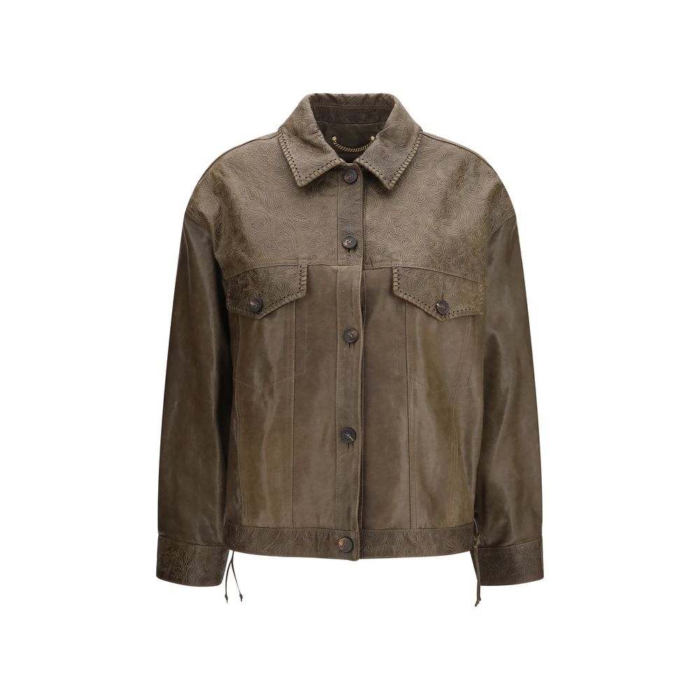 Golden Goose Brown Lamb Leather Jacket