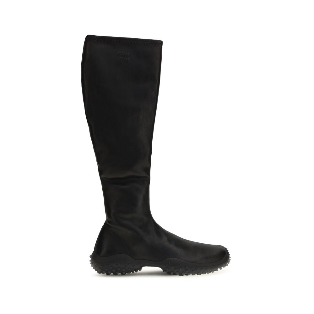 Miu Miu Ghete Negre din Piele de Miel