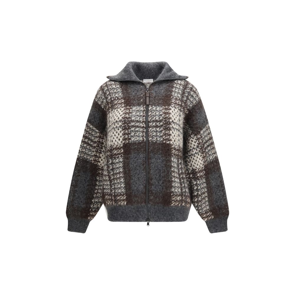Brunello Cucinelli Cardigan Gri din Mohair