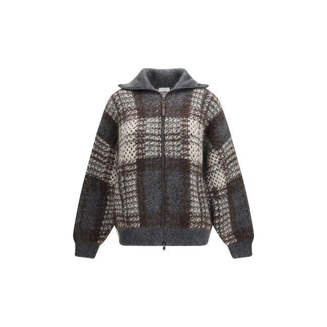 Brunello Cucinelli Cardigan Gri din Mohair