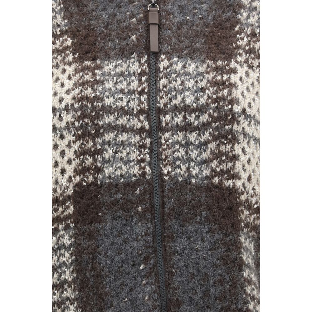 Brunello Cucinelli Cardigan Gri din Mohair