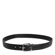 Dolce & Gabbana Black Calf Leather Classic Silver Buckle Belt