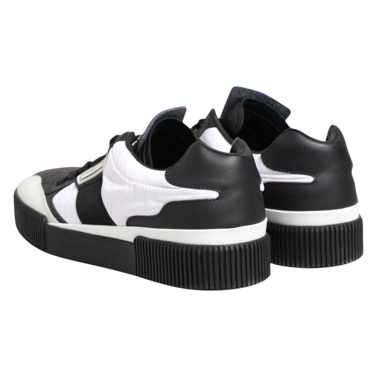 Dolce & Gabbana Pantofi Sport Negri și Albi pentru Bărbați (Model Miami, Talpă Joasă)