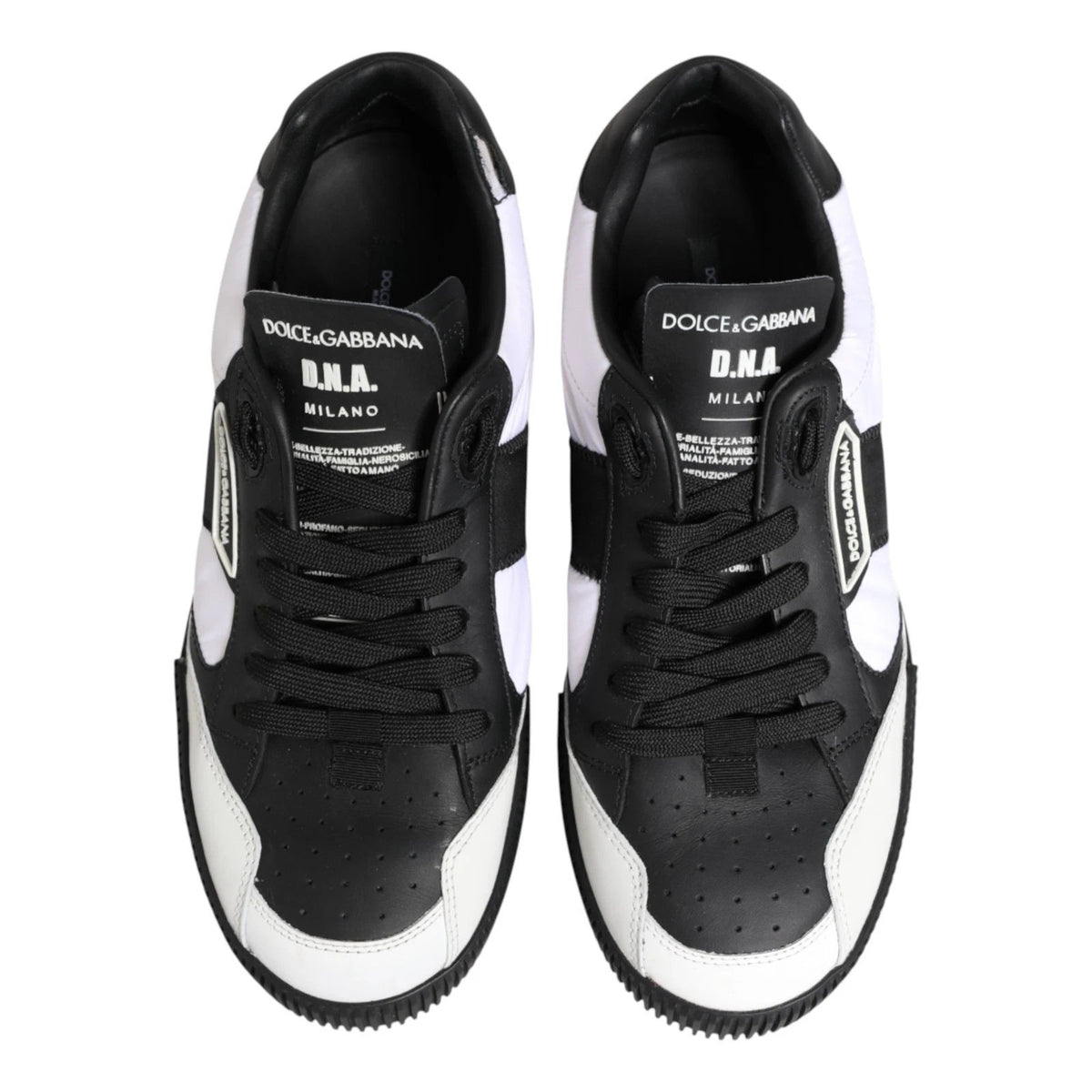 Dolce & Gabbana Pantofi Sport Negri și Albi pentru Bărbați (Model Miami, Talpă Joasă)