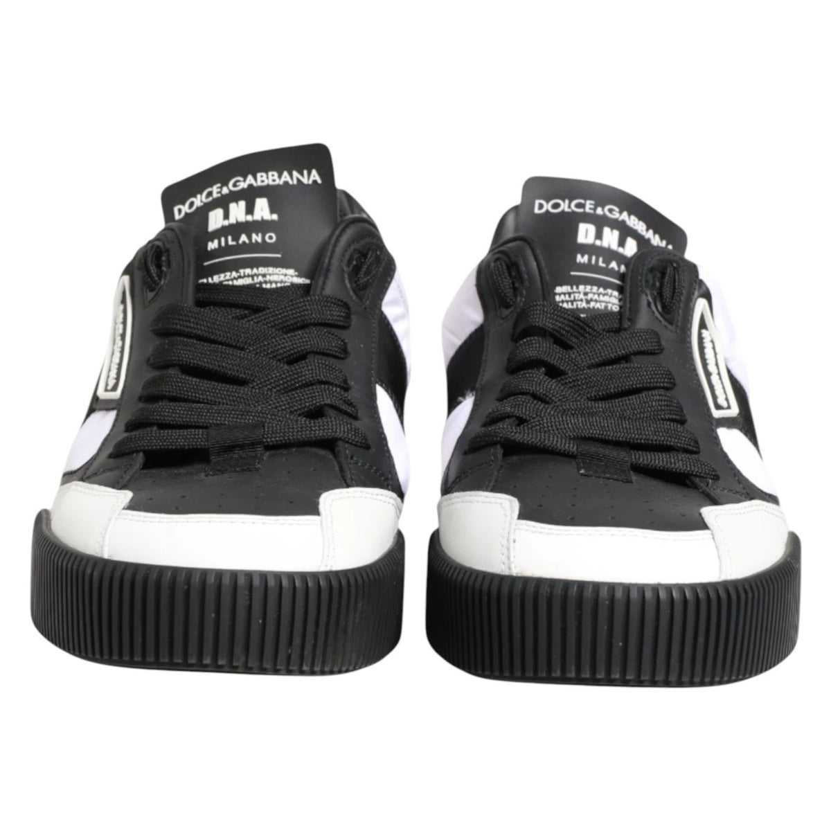 Dolce & Gabbana Pantofi Sport Negri și Albi pentru Bărbați (Model Miami, Talpă Joasă)
