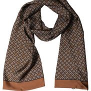 Dolce & Gabbana Brown Geometric Silk Men Neck Shawl Scarf