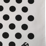 Dolce & Gabbana Eșarfă Foulard Albă cu Buline Negre
