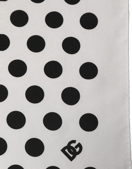 Dolce & Gabbana Eșarfă Foulard Albă cu Buline Negre