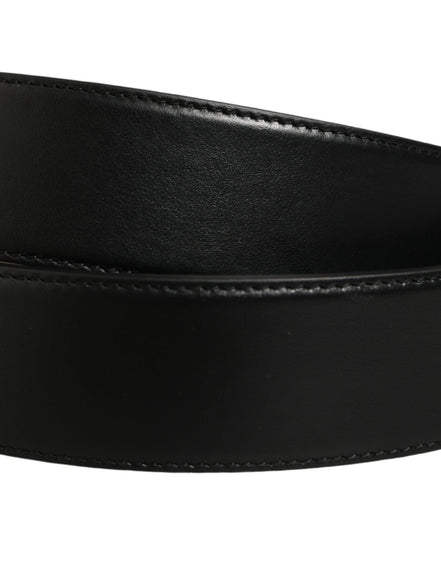 Dolce & Gabbana Black Leather Bee Accent Metal Buckle Belt