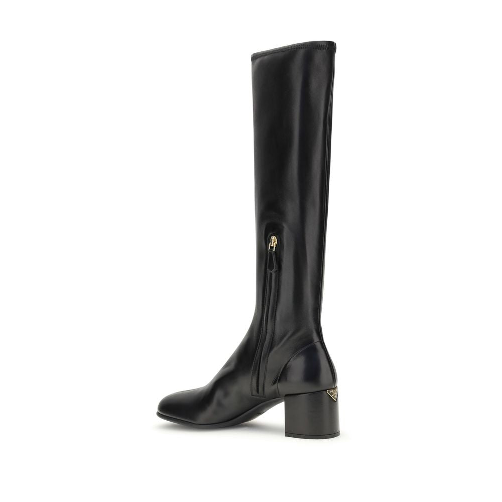 Prada Cizme Negre din Piele de Miel