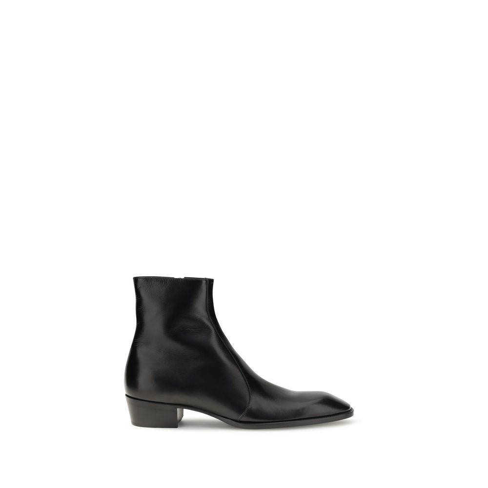 Saint Laurent Cizme Negre din Piele de Vițel