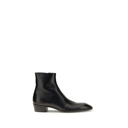Saint Laurent Cizme Negre din Piele de Vițel