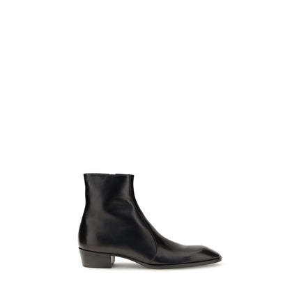 Saint Laurent Cizme Negre din Piele de Vițel