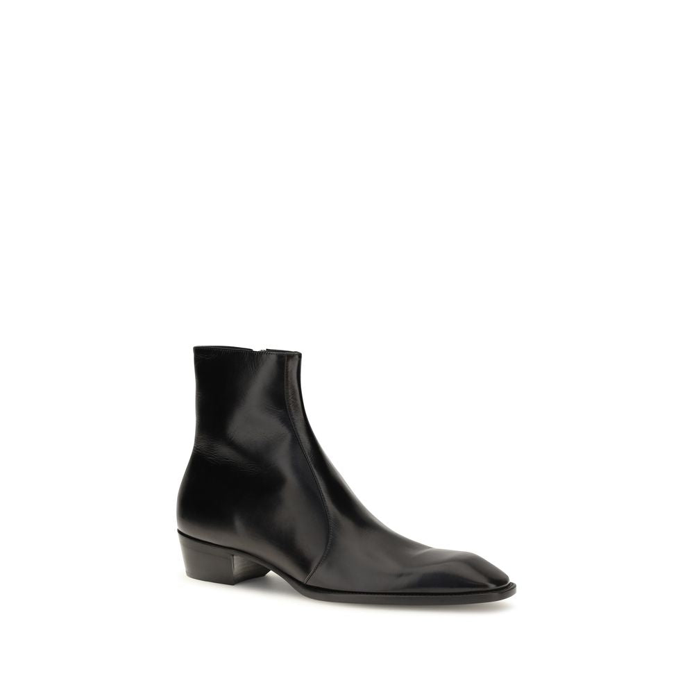Saint Laurent Cizme Negre din Piele de Vițel