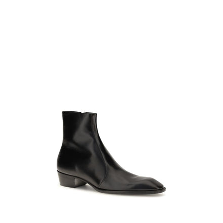 Saint Laurent Cizme Negre din Piele de Vițel