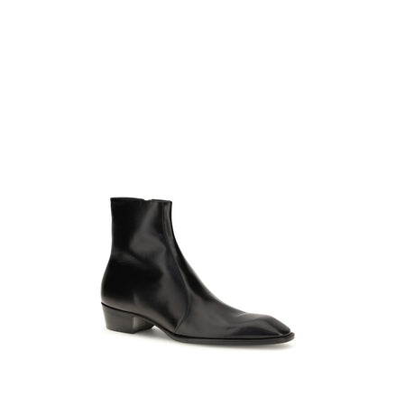 Saint Laurent Cizme Negre din Piele de Vițel