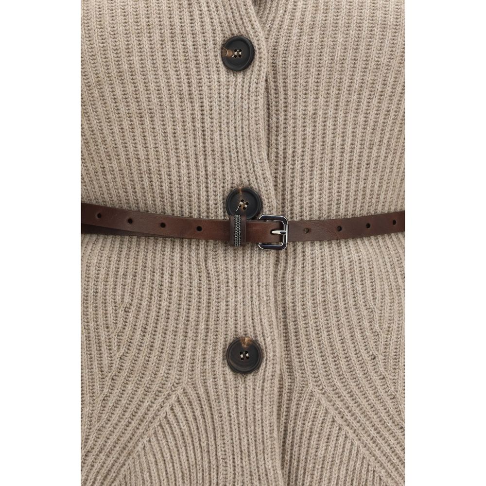 Brunello Cucinelli Cardigan Bej din Lână