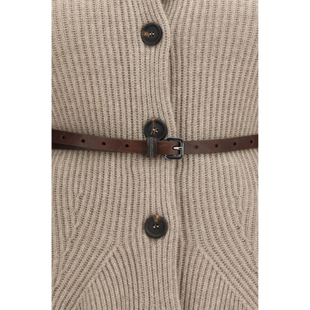 Brunello Cucinelli Cardigan Bej din Lână