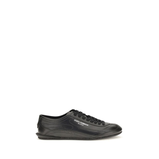 Dolce & Gabbana Black Calf Leather Low Top Sneakers
