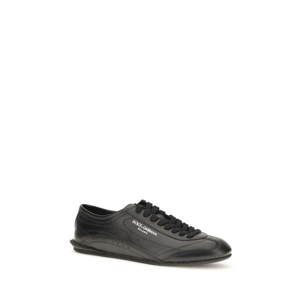 Dolce & Gabbana Black Calf Leather Low Top Sneakers