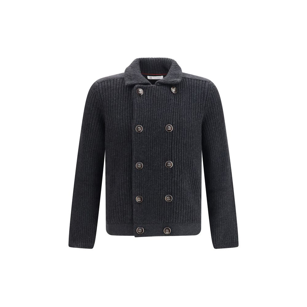 Brunello Cucinelli Cardigan Gri din Cașmir
