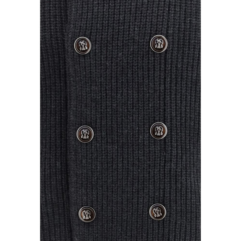 Brunello Cucinelli Cardigan Gri din Cașmir