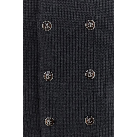 Brunello Cucinelli Cardigan Gri din Cașmir