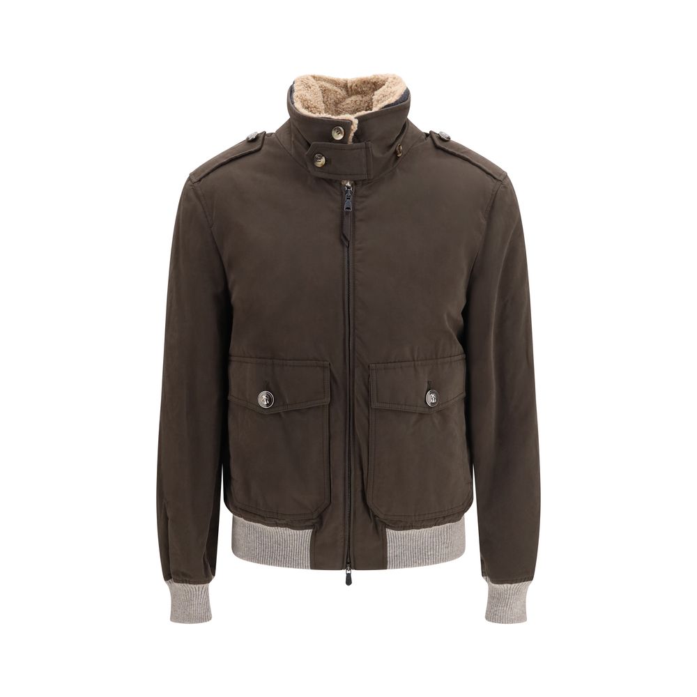 Brunello Cucinelli Bomber Maro din Bumbac