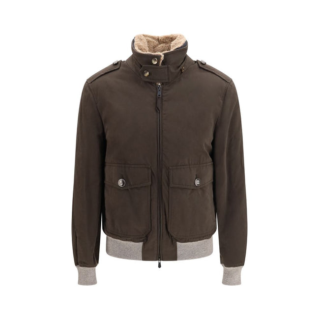 Brunello Cucinelli Bomber Maro din Bumbac