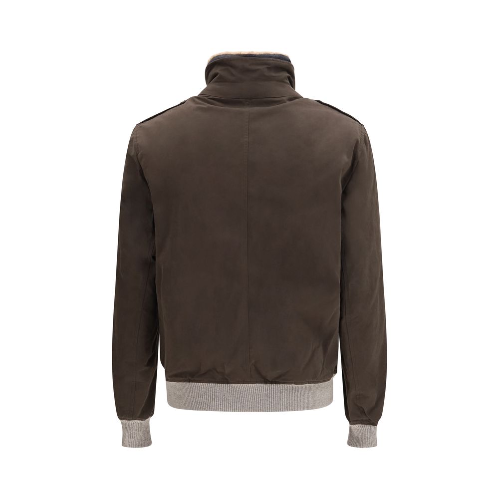 Brunello Cucinelli Bomber Maro din Bumbac