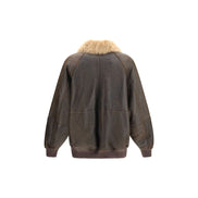 Brunello Cucinelli Geacă Bomber Maro din Piele de Miel