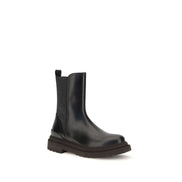 Brunello Cucinelli Ghete Chelsea Negre din Piele de Vițel