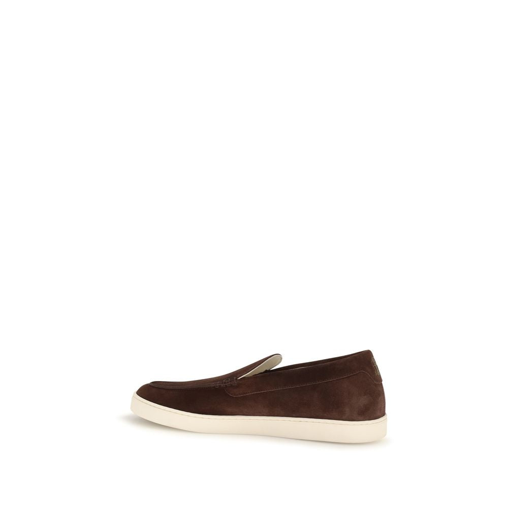 Brunello Cucinelli Bordeaux Calf Leather Slip-On Loafers