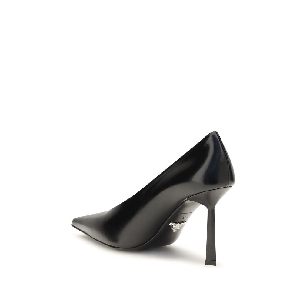 Pantofi Prada cu Toc din Piele de Capră Negri
