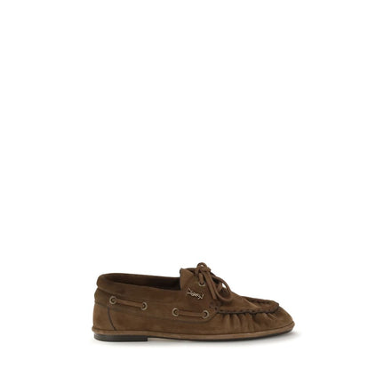 Saint Laurent Mocasini Maro din Piele Întoarsă