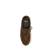 Saint Laurent Mocasini Maro din Piele Întoarsă