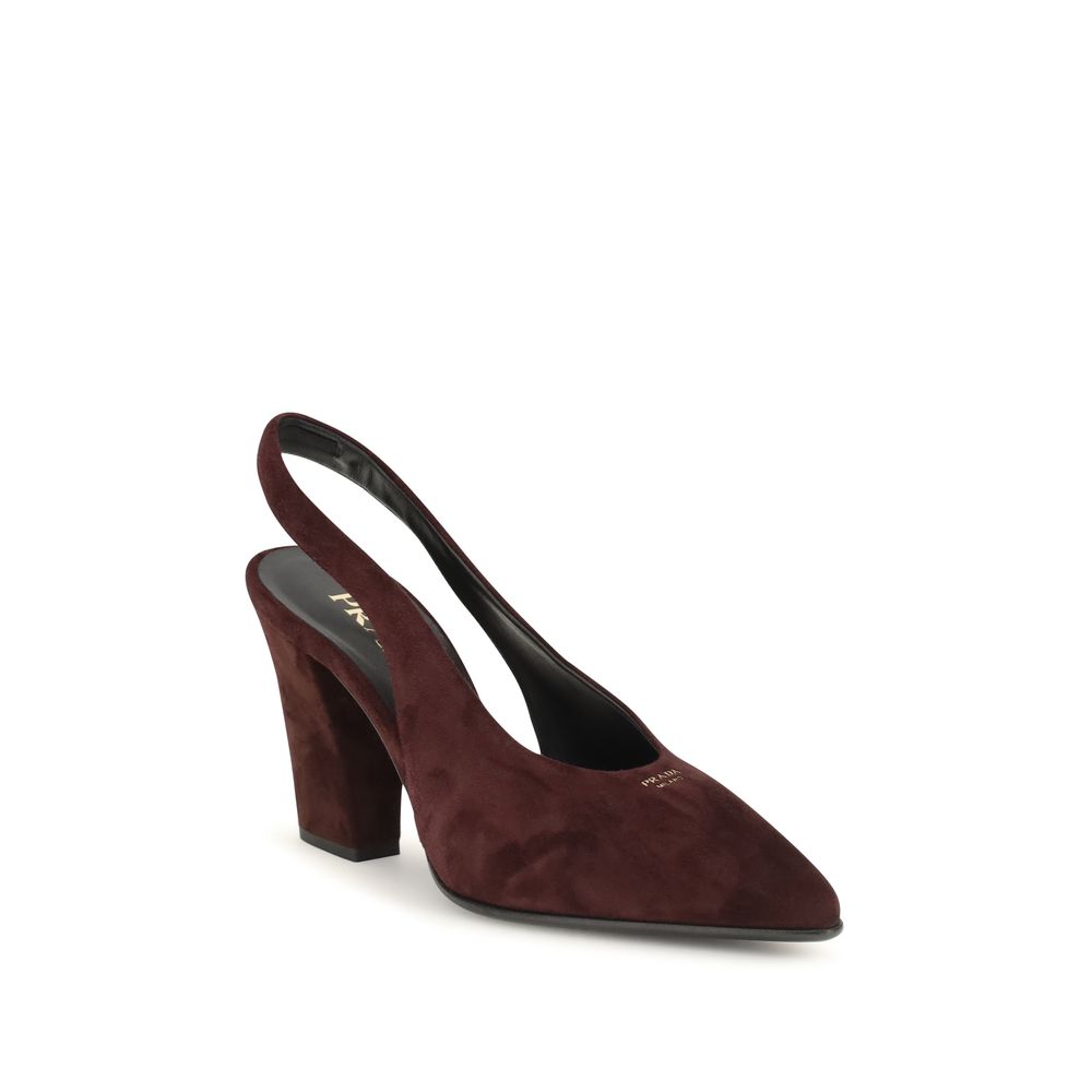 Prada Bordeaux Calf Leather High Heel Pumps