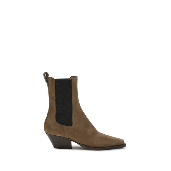 Brunello Cucinelli Brown Calf Leather Ankle Boots