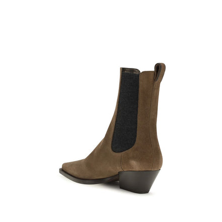 Brunello Cucinelli Brown Calf Leather Ankle Boots