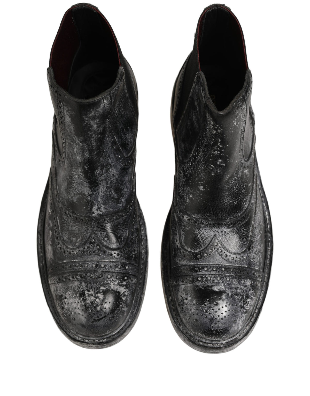 Dolce & Gabbana Black Gray Leather Chelsea Boots