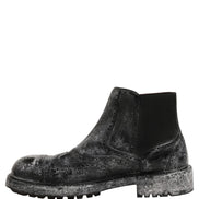 Dolce & Gabbana Black Gray Leather Chelsea Boots