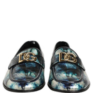 Dolce & Gabbana Mocasini Albastru Metalizat și Argintii din Piele