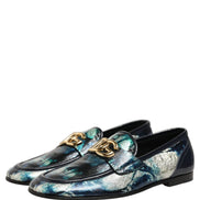Dolce & Gabbana Mocasini Albastru Metalizat și Argintii din Piele