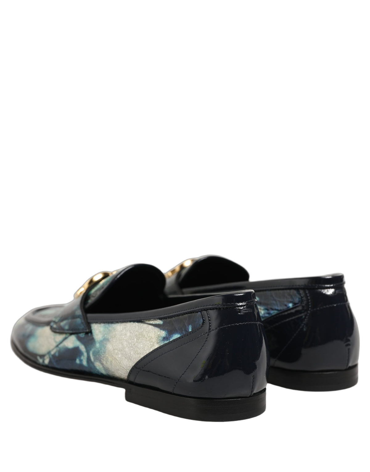 Dolce & Gabbana Mocasini Albastru Metalizat și Argintii din Piele