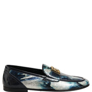 Dolce & Gabbana Mocasini Albastru Metalizat și Argintii din Piele