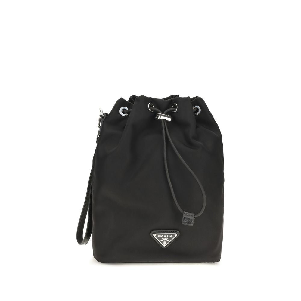 Prada Geantă Bucket Neagră din Nailon